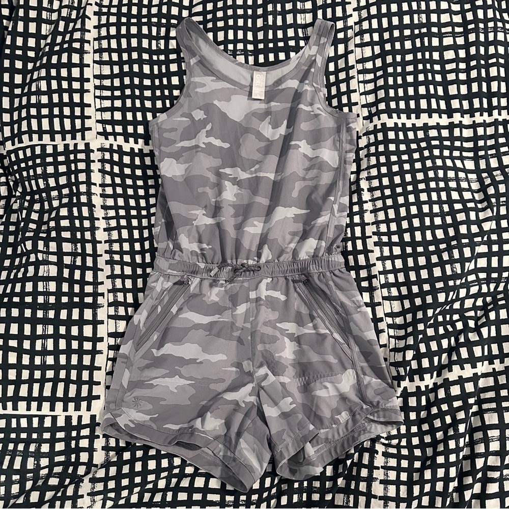 Athleta Girl Gray Camouflage Romper